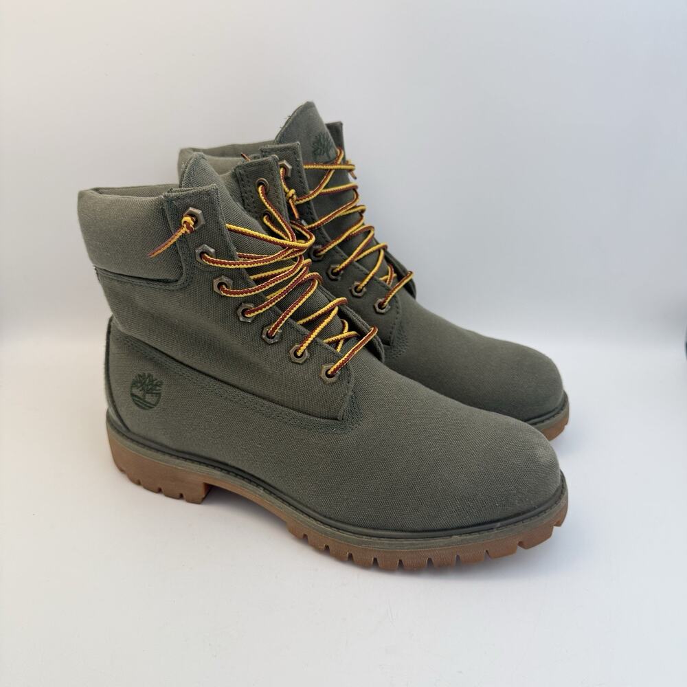 Timberland 6-Inch Premium Boots Waterproof Olive Green Gold Sz 8.5 Men, 10 Women